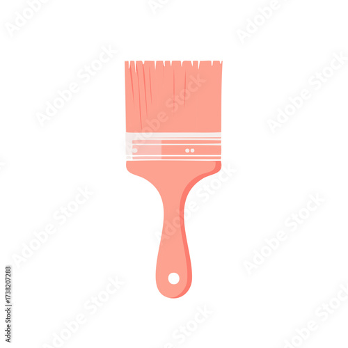 Flat Coral Paint Brush with White Ferrule and Handle