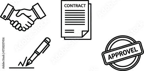 Vector art of contract symbols for business and agreements