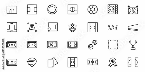 Dynamic collection of sport icons and game elements, perfect for sports apps, websites, and promotional materials, capturing the essence of competition and play.