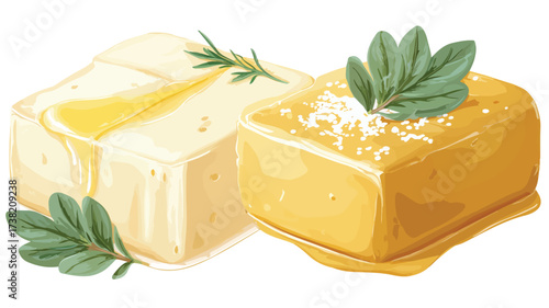 Delicious Butter and Gourmet Dairy Food Vector Illustration