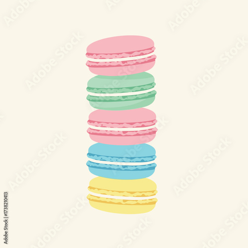 Colorful Stack of Macarons Illustration