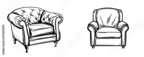 An isolated illustration of a modern armchair silhouette on a white background