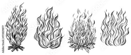 A simple design representing fire and heat is embodied by the black flame icon