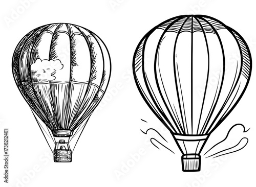 Black and white silhouette icon depicting a hot air balloon