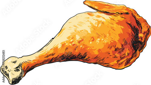 Delicious Chicken Leg Piece Vector Graphic for Food Illustration