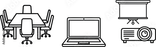 Vector art of conference room equipment for meetings