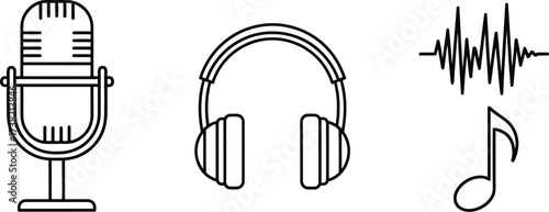 Vector art of music instruments and sound symbols 