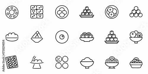 Captivating collection of diverse food icons, perfect for menus, recipes, and culinary websites seeking a clean, modern aesthetic.