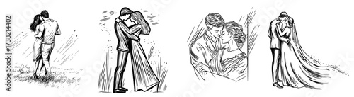 The silhouette of a refined couple dancing is ideal for romantic and wedding themes