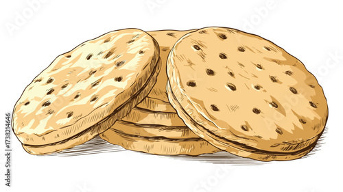 Delicious Cookies Food Vector Illustration with Outline in 3D Isometric Style