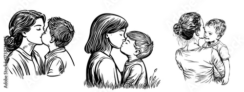 A mother and child's artistic silhouette, ideal for designs centered around family and love