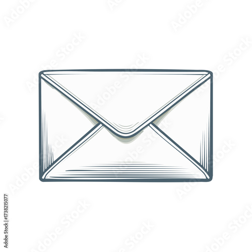 Envelope Illustration with Hatching Shows Letter Ready to Mail in an Artistic Style