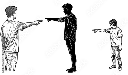 This image depicts the silhouette of a man gesturing to indicate direction, making it perfect for designs that require a sense of guidance or orientation