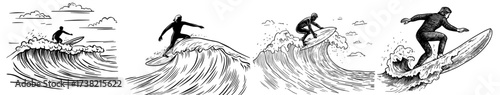 The silhouette of a surfer riding a wave is perfect for dynamic sports designs