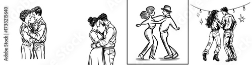 A dancing couple's silhouette in a vintage swing pose is perfect for retro-themed designs