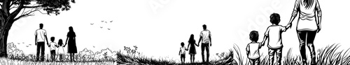 A family holding hands in silhouette is a perfect image for emphasizing unity and togetherness in designs