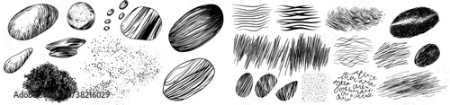 A collection of hand drawn lines that are messy and chaotic in appearance, resembling freehand doodles created without a brush