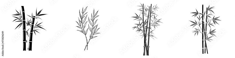 Fototapeta premium Bamboo is represented as a modern icon isolated on a white background