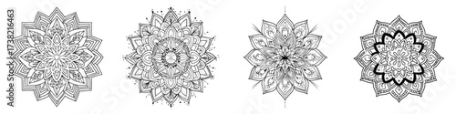 Modern illustration of a complex floral circular design isolated on a white background