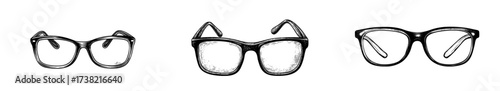 A contemporary depiction of hipster nerd style black glasses silhouette set against a white background