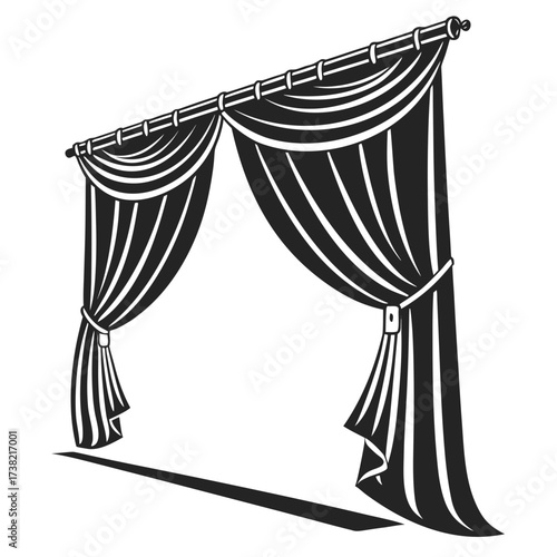 Elegant curtain in black and white style