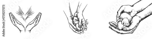 The tiny foot and hand prints of a baby are depicted as small, cute black silhouettes