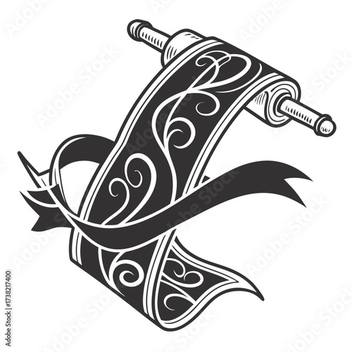 Scroll illustration, ancient document concept
