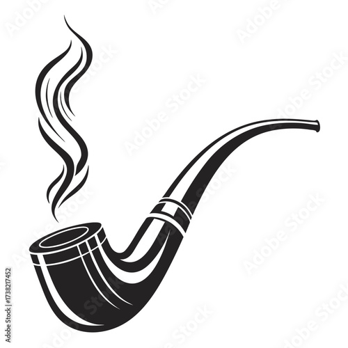 Smoking pipe with smoke in vector format