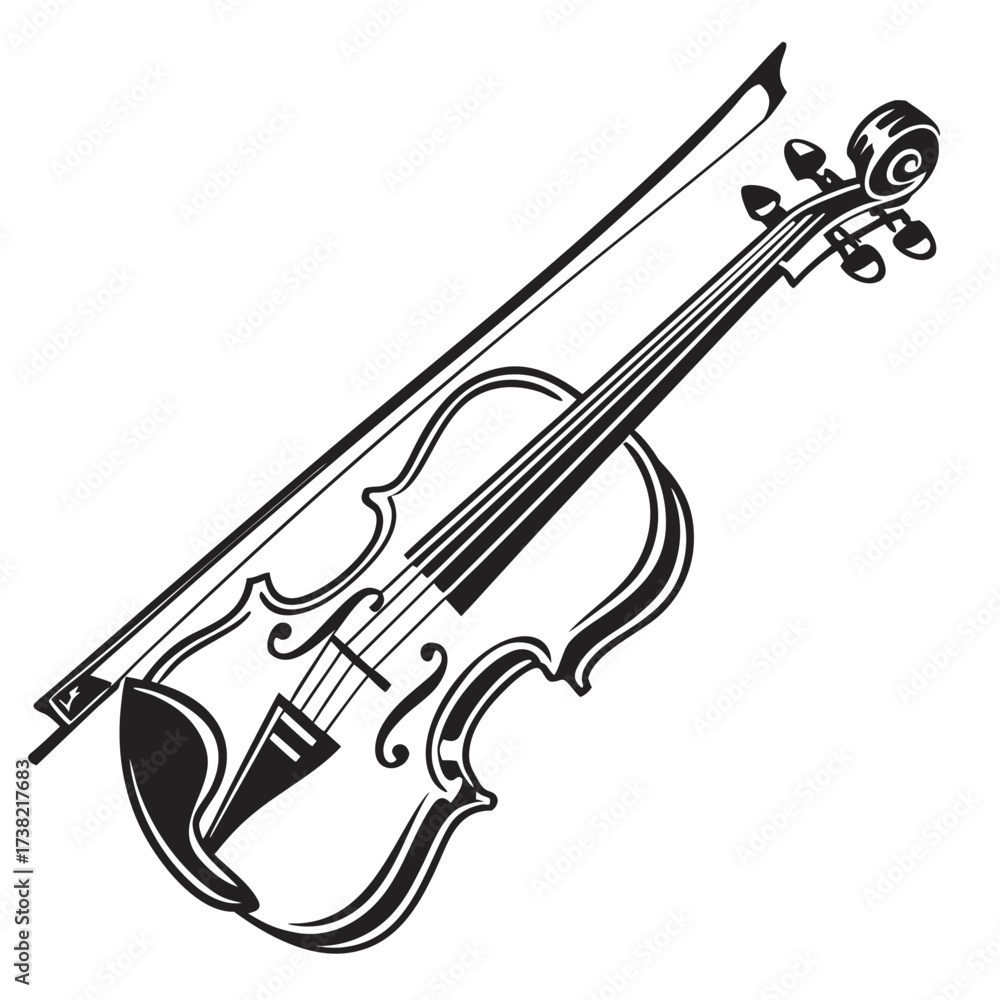 Obraz premium Violin with bow, a classical string instrument