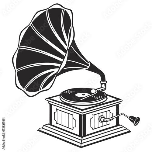Vintage gramophone with a vinyl record