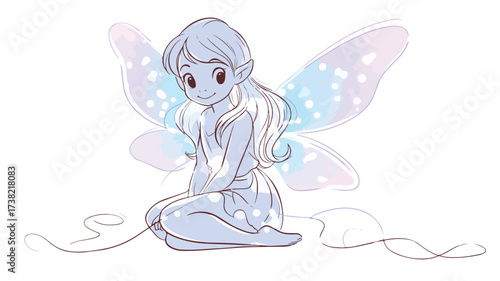 Enchanting Cute Fairy Girl with Glowing Wings Cartoon Vector Illustration