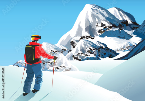 skier on the top of mountain