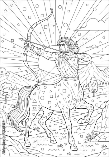 A centaur shoots an arrow. coloring book