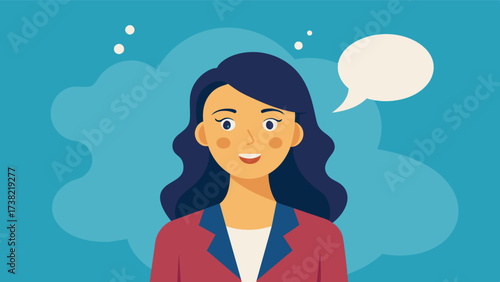 A woman speaking confidently and assertively knowing her thoughts and opinions are valuable.. Vector illustration