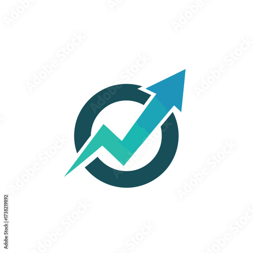 Vector art of growth arrow in circle, representing progress, success, and upward trend in business and financial performance