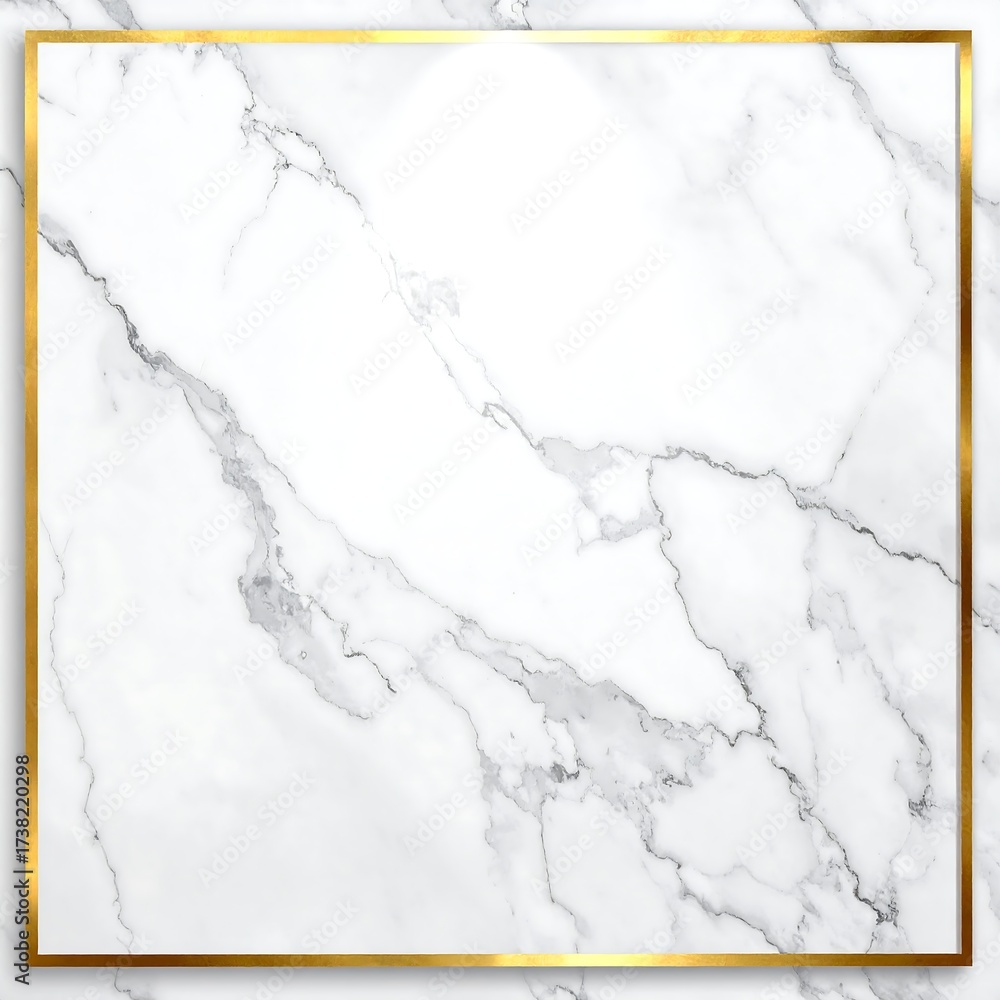 Fototapeta premium White marble texture with gold frame