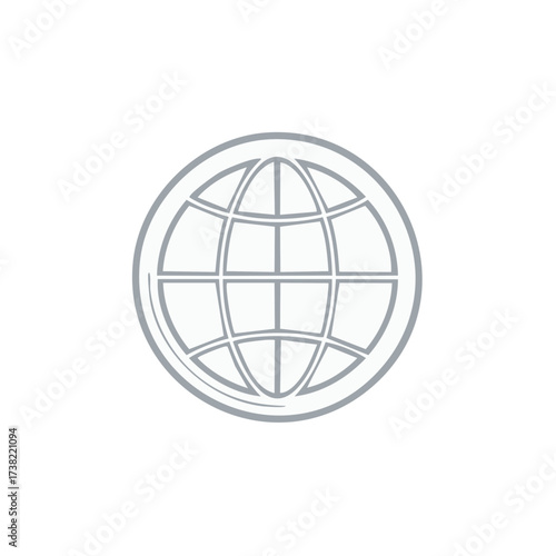 Abstract globe icon with longitude and latitude lines, earth sphere illustration