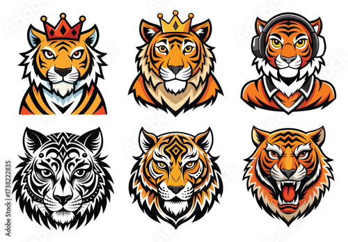 Stock images of cartoon tiger characters and wild animals are available, including striped feline illustrations and vector art of cubs and mammals from the safari or zoo