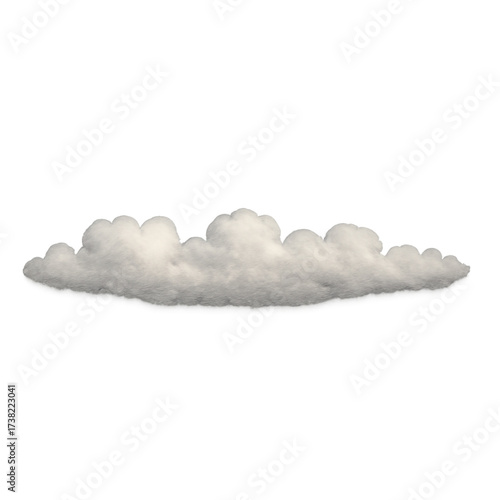 Soft and ethereal white cloud, captured in a clean and isolated view, ideal for adding a touch of nature or atmospheric element to various design projects