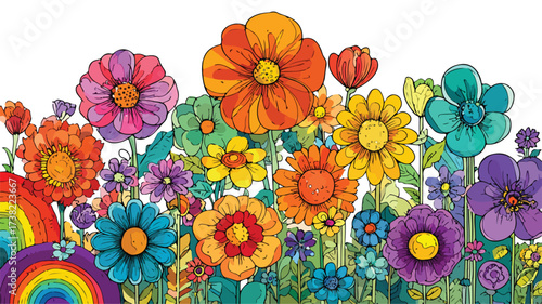 Vibrant Groovy Hippie Flower Power Floral Vector Design