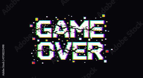 Pixelated Game Over A Glitchy Text Design on a Black Background for Gaming Enthusiasts