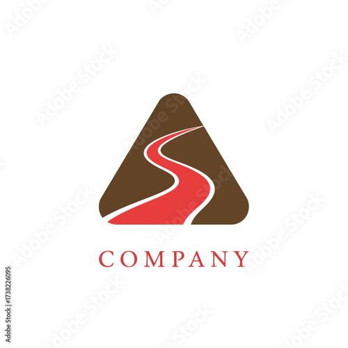Vector art of company logo featuring a winding road within a triangle, symbolizing direction, journey, and strategic planning