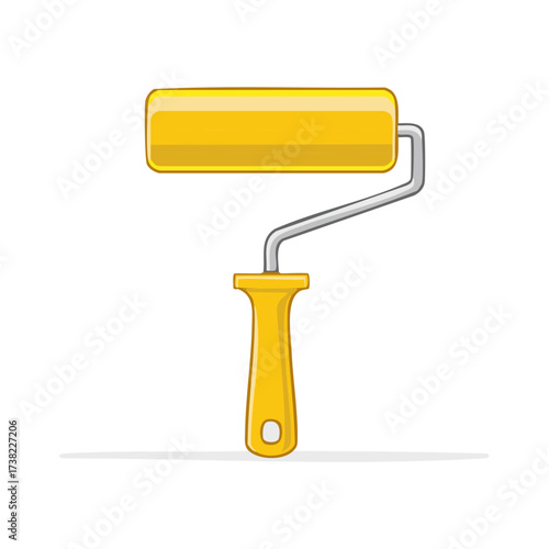 Yellow Paint Roller Vector Illustration for Renovation and Decorating