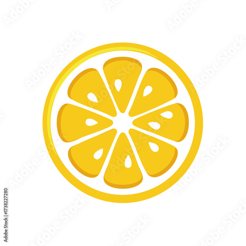 Simple round lemon slice vector icon. Fresh yellow citrus fruit graphic for healthy food concepts.