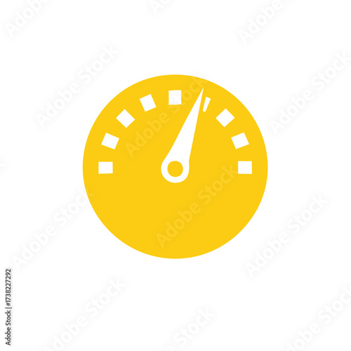 Yellow speed dial indicator gauge showing high performance and rapid acceleration