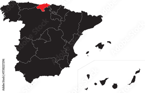  Cantabria Country Highlighted on Map of Spain