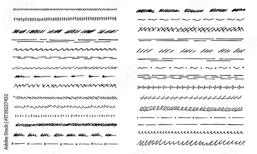 Collection of vector hand drawn lines. Ink pen texture for brush. Doodle stroke lines for sketch.
