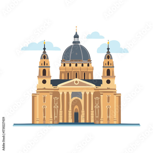 Wallpaper Mural Grand Domed Baroque Building with Twin Towers and Clouds Torontodigital.ca