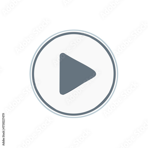 Digital Play Icon Design with Grey Triangle inside Circle Frame