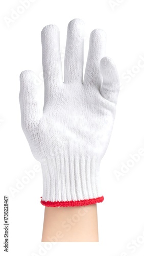 White cotton work glove on a hand